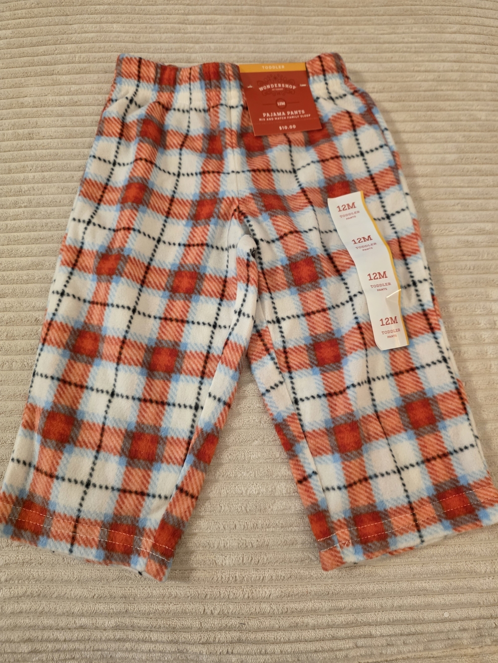 Wondershop Red, Light Blue & White Plaid Fleece Pajama Bottoms
